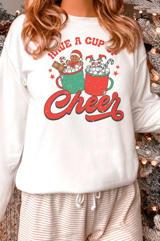 HAVE A CUP OF CHEER GRAPHIC SWEATSHIRT