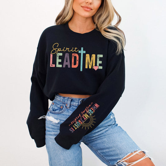 Spirit Lead Me  With Sleeve Accent Black Sweatshirt 2.0