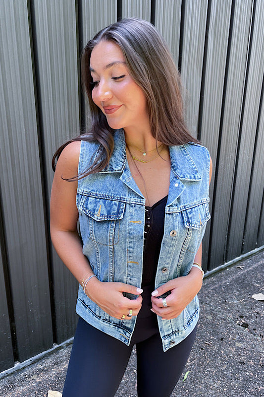 Morgan Sleeveless Denim Vest