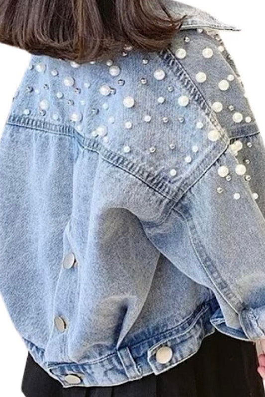 ETA 10/22 - Kids Pearl Studded Denim Jacket